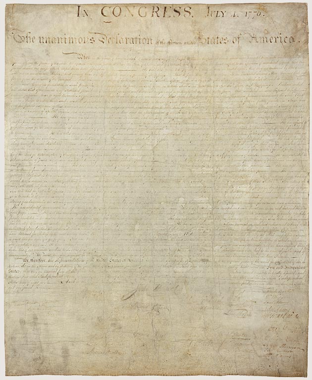 Image of the first page of Declaration of Independance