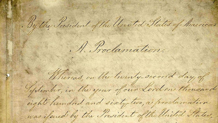 Image of the first page of Lincoln's Emancipation Proclamation