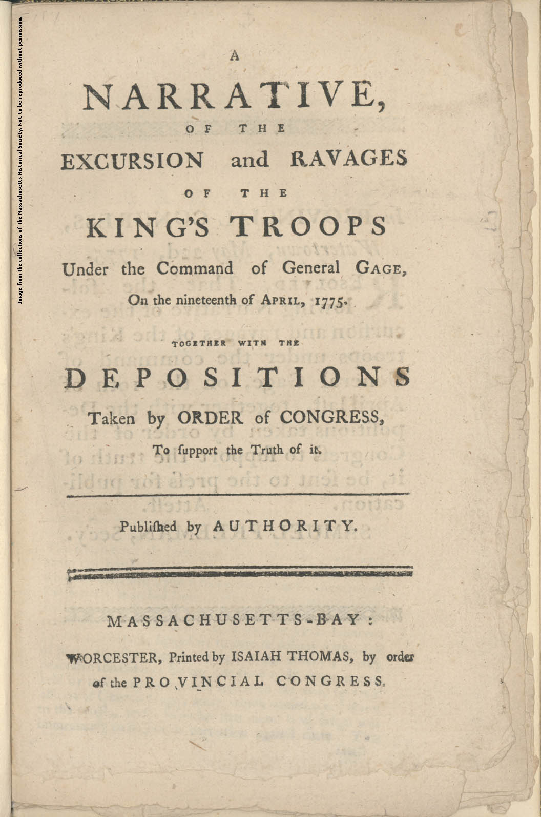 A Narrative, of the Excursion and Ravages of the King's Troops Under the Command of General Gage