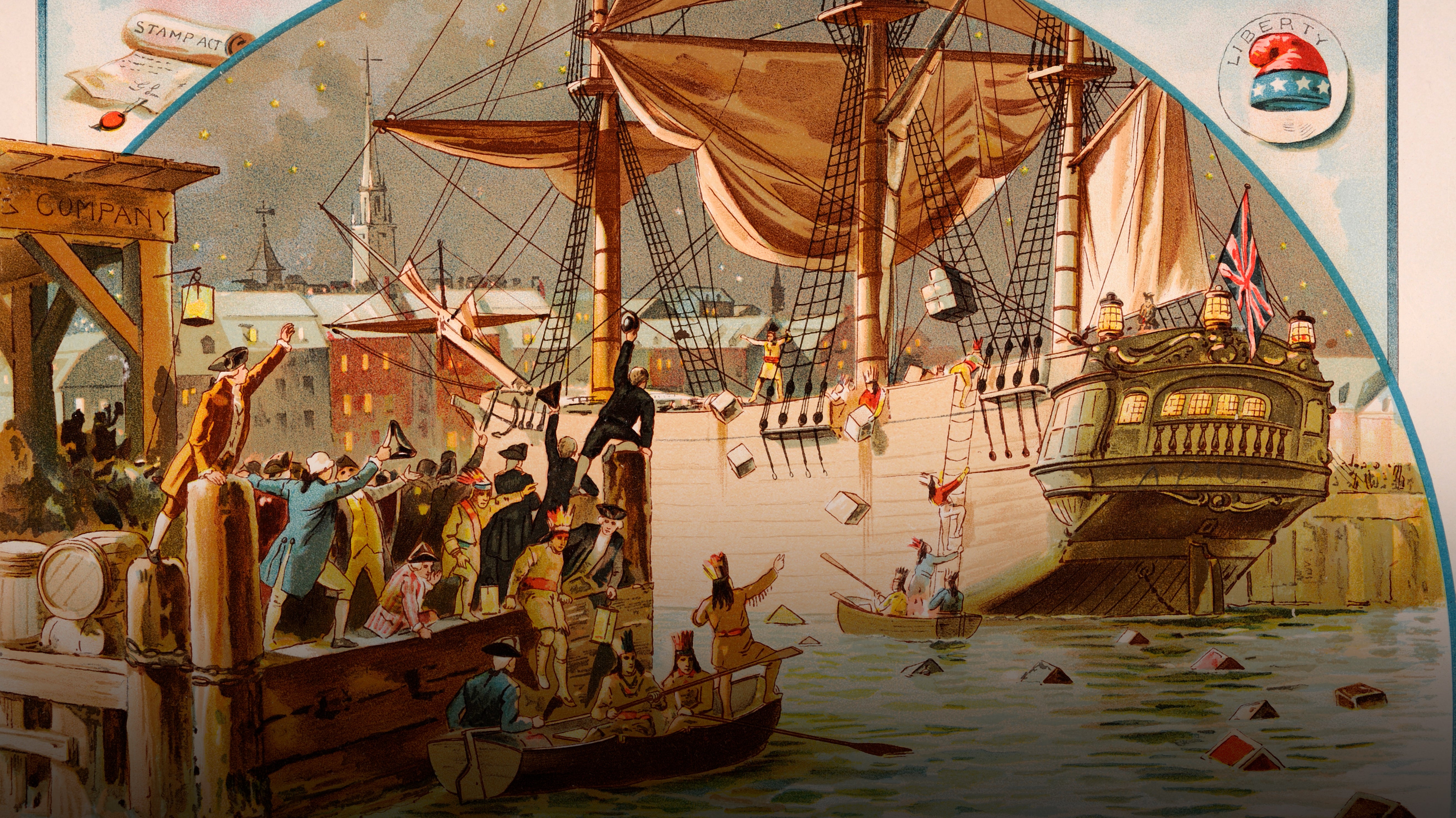 The Boston Tea Party, which led to the passage of the Intolerable Acts 