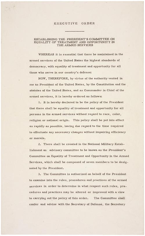 Original Document of Former President Harry Turman's Executive order 9981 