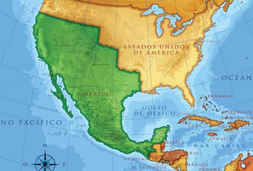 Map of North America before the Mexican-American War
