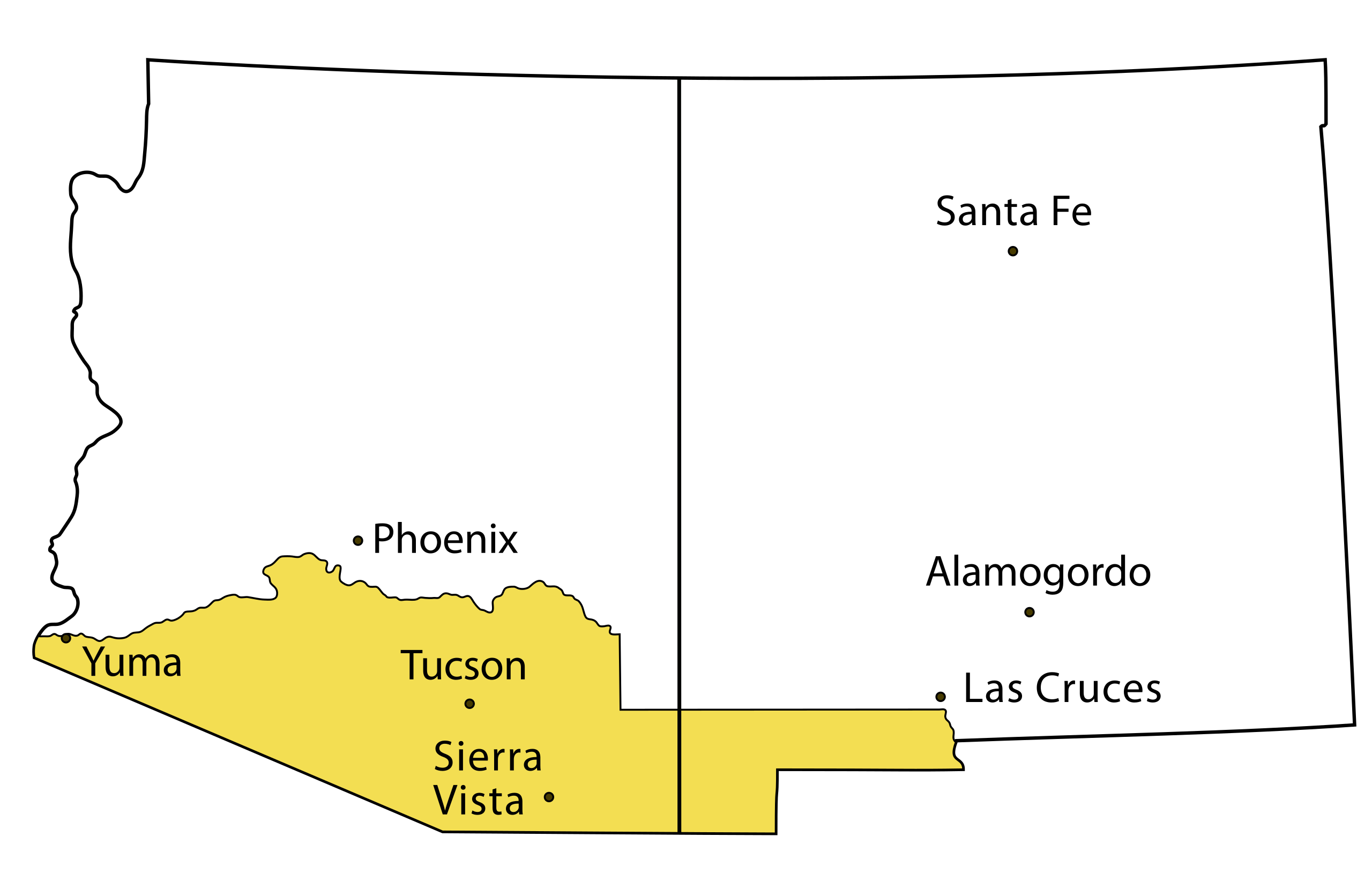 This map shows the land acquired through the Gadsden Purchase Treaty