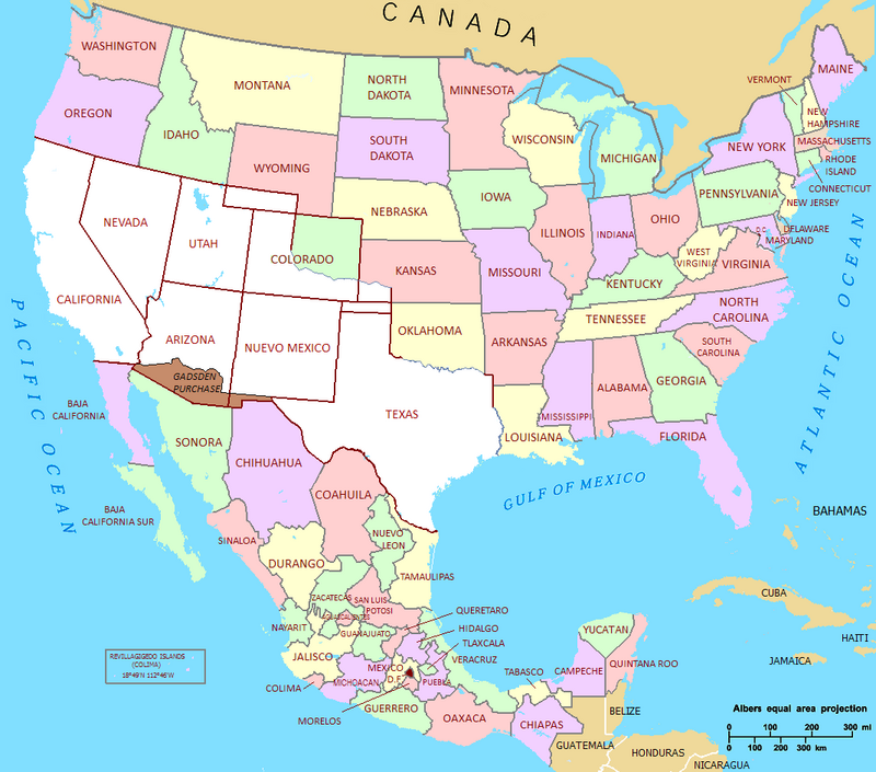 Map showing American territorial gains