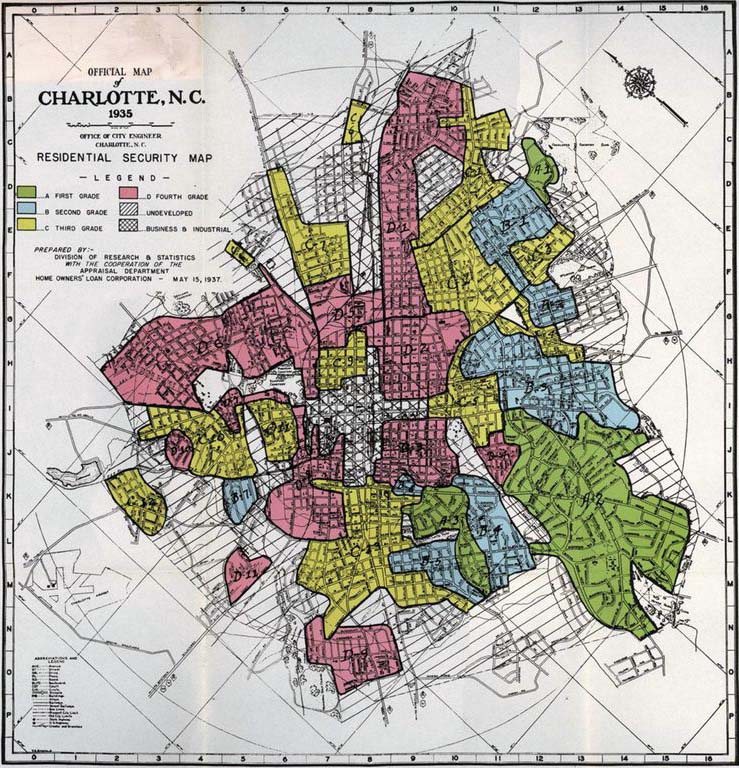 Redlining Map, Charlotte, North Carolina, 1935