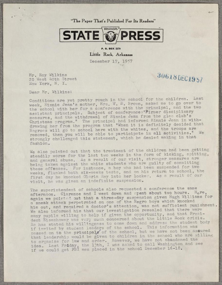 Daisy Bates Letter