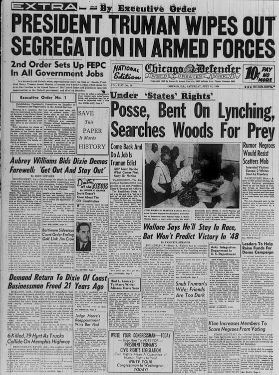 Truman Wipes out Segregation in Armed Forces