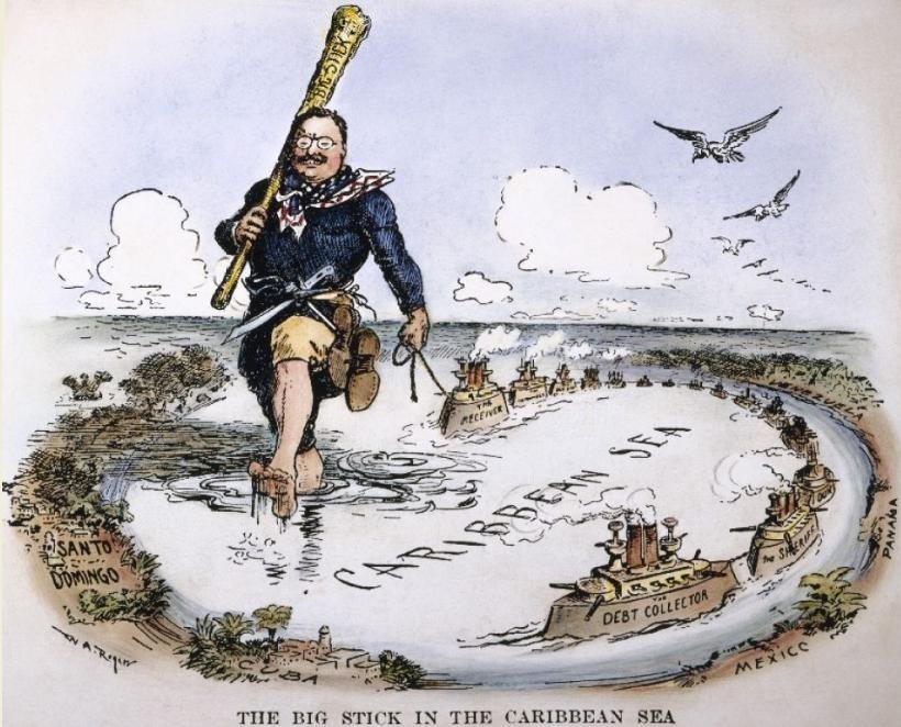 The Big Stick in the Caribbean Sea Cartoon