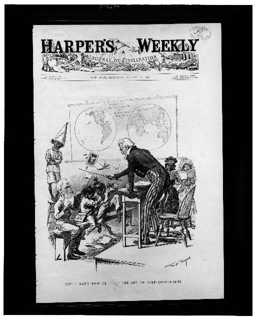 Uncle Sam's New Class in the Art of Self-Government cartoon