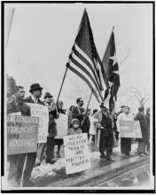 Puerto Ricans rally for civil rights outside City Hall in New York City.