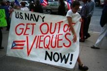 Banner calling for the U.S. Navy to leave Vieques